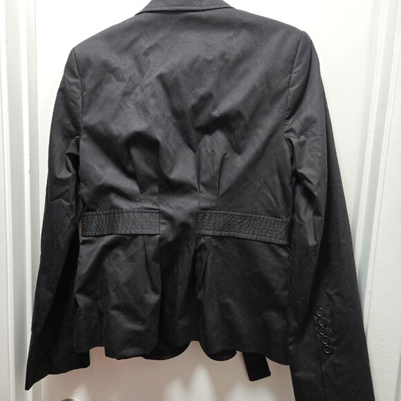 BCBG MAXAZRIA LUCIANA Medium Black Belted Blazer Jacket Tie-Front Wrap - Picture 4 of 9